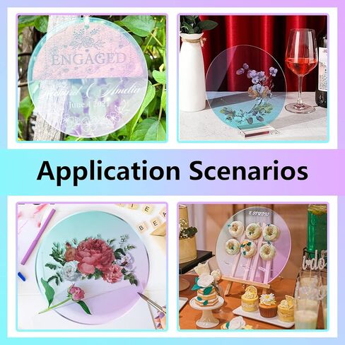 ورقة أكريليك بألوان قوس قزح، قطعتان من لوح مستدير من البلاستيك الأكريليكي المشع الملون الشفاف للرسم بنفسك، الفن الحرفي، الديكور، قطر 300 مم، سمك 5 مم in Kuwait