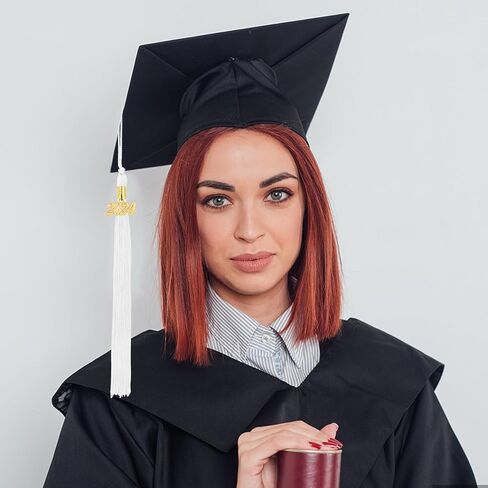10pcs Graduation Tassels with 10pcs 2023 Year Date Charms Grad Graduation Cap Tassel Graduation Hat Decoration for 2023 Graduation Gifts Party Activities, White and Golden in Kuwait