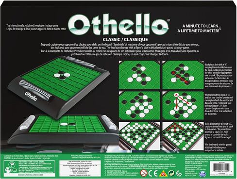 Spin Master Othello, Strategy Classic Family Board Game 2-Player Reversi Brain Teaser STEM Math Skills, for Adults and Kids Ages 7 and up in Kuwait