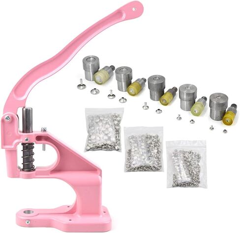 الة ضغط يدوية بلون بينك و5 مجموعات من المسامير ذات الغطاء المزدوج، اداة قوالب قوالب يدوية للحرف اليدوية in Kuwait