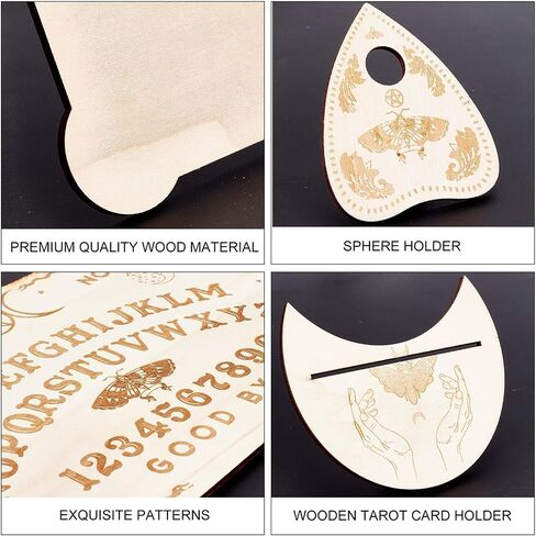 CREATCABIN Wood Spirit Board Pendulum Board Tarot Card Stand Kit Wooden Talking Boards with Planchette Dowsing Divination Hunt Metaphysical Message for Wicca Pagan 11.81x7.87Inch-Butterfly Moon in Kuwait