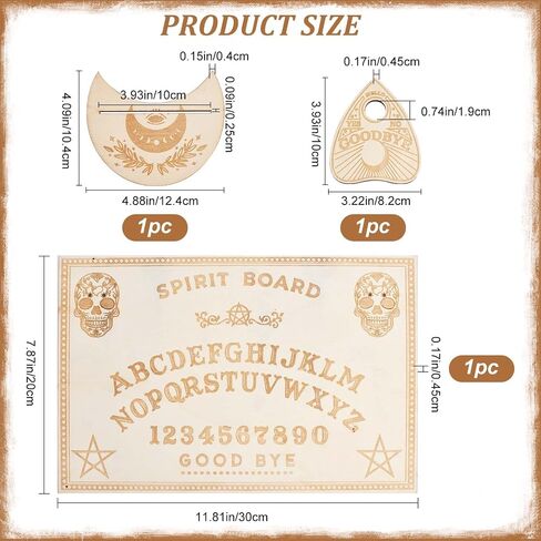 CREATCABIN Wood Spirit Board Pendulum Board Tarot Card Stand Kit Wooden Talking Boards with Planchette Dowsing Divination Hunt Metaphysical Message for Wicca Pagan 11.81x7.87Inch-Butterfly Moon in Kuwait