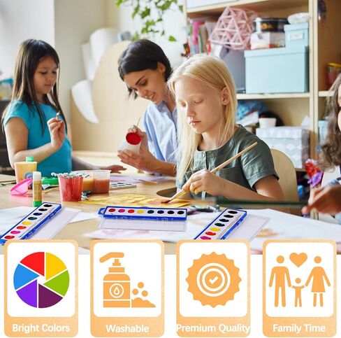مجموعة ألوان مائية مكونة من 24 قطعة من Loccmat، 8 ألوان قابلة للغسل بألوان مائية للأطفال، مجموعات طلاء ألوان مائية، دهانات ألوان مائية مع فرش طلاء، مجموعة ألوان مائية لحفلات أعياد الميلاد، والأنشطة الفنية in Kuwait
