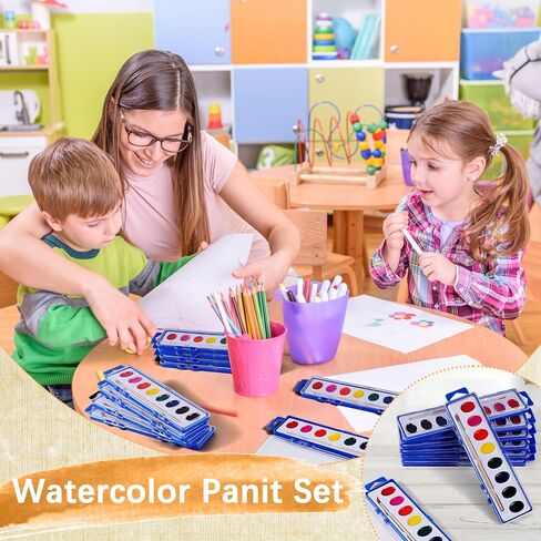 مجموعة ألوان مائية مكونة من 24 قطعة من Loccmat، 8 ألوان قابلة للغسل بألوان مائية للأطفال، مجموعات طلاء ألوان مائية، دهانات ألوان مائية مع فرش طلاء، مجموعة ألوان مائية لحفلات أعياد الميلاد، والأنشطة الفنية in Kuwait