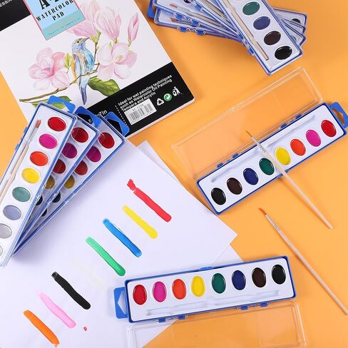 مجموعة ألوان مائية مكونة من 24 قطعة من Loccmat، 8 ألوان قابلة للغسل بألوان مائية للأطفال، مجموعات طلاء ألوان مائية، دهانات ألوان مائية مع فرش طلاء، مجموعة ألوان مائية لحفلات أعياد الميلاد، والأنشطة الفنية in Kuwait