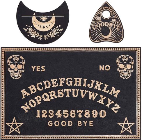 CREATCABIN Wood Spirit Board Pendulum Board Tarot Card Stand Kit Wooden Talking Boards with Planchette Dowsing Divination Hunt Metaphysical Message for Wicca Pagan 11.81x7.87Inch-Butterfly Moon in Kuwait