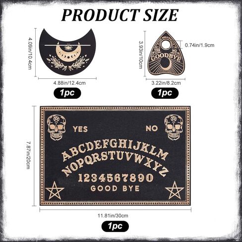 CREATCABIN Wood Spirit Board Pendulum Board Tarot Card Stand Kit Wooden Talking Boards with Planchette Dowsing Divination Hunt Metaphysical Message for Wicca Pagan 11.81x7.87Inch-Butterfly Moon in Kuwait