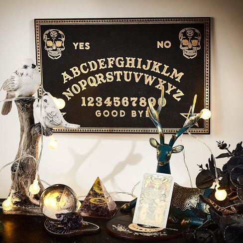 CREATCABIN Wood Spirit Board Pendulum Board Tarot Card Stand Kit Wooden Talking Boards with Planchette Dowsing Divination Hunt Metaphysical Message for Wicca Pagan 11.81x7.87Inch-Butterfly Moon in Kuwait