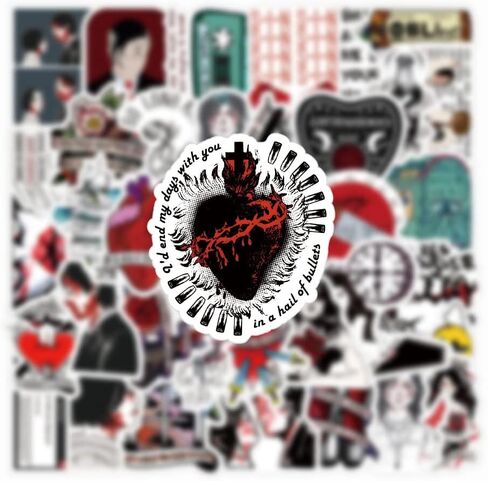 51 قطعة من ملصقات My Chemical Romance Singers Graffiti المقاومة للماء من الفينيل لزجاجة المياه ولوحة التزلج وحقيبة الهاتف والدراجة النارية للأطفال والبالغين والمراهقين لتزيين لوازم حفلات أعياد الميلاد in Kuwait