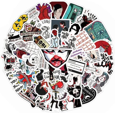 51 قطعة من ملصقات My Chemical Romance Singers Graffiti المقاومة للماء من الفينيل لزجاجة المياه ولوحة التزلج وحقيبة الهاتف والدراجة النارية للأطفال والبالغين والمراهقين لتزيين لوازم حفلات أعياد الميلاد in Kuwait