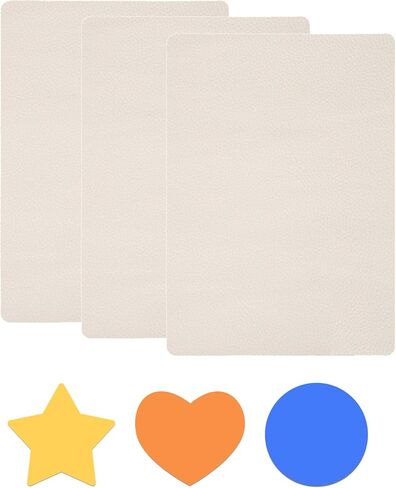 3 Pcs Leather Repair Patch 8×11 inch Self-Adhesive Waterproof Fabric Patch for Car Seats,Sofas, Furniture,Handbags,Motorcycle seat (Beige) in Kuwait