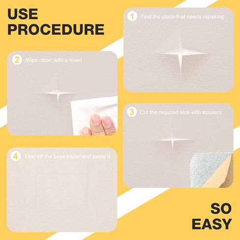 3 Pcs Leather Repair Patch 8×11 inch Self-Adhesive Waterproof Fabric Patch for Car Seats,Sofas, Furniture,Handbags,Motorcycle seat (Beige) in Kuwait