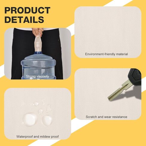 3 Pcs Leather Repair Patch 8×11 inch Self-Adhesive Waterproof Fabric Patch for Car Seats,Sofas, Furniture,Handbags,Motorcycle seat (Beige) in Kuwait