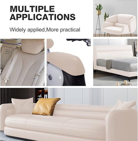 3 Pcs Leather Repair Patch 8×11 inch Self-Adhesive Waterproof Fabric Patch for Car Seats,Sofas, Furniture,Handbags,Motorcycle seat (Beige) in Kuwait