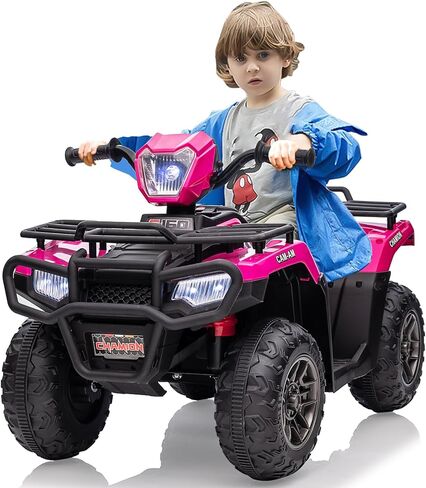12V Ride on ATV for Kids, Electric Vehicle for Toddlers,High/Low 2.2mph Safety Speed for Child, Forward/Backward,LED Light, Music,USB for Boys Girls Gift,Black in Saudi Arabia