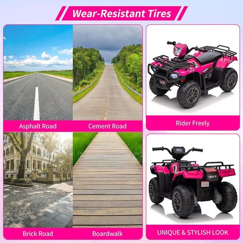 12V Ride on ATV for Kids, Electric Vehicle for Toddlers,High/Low 2.2mph Safety Speed for Child, Forward/Backward,LED Light, Music,USB for Boys Girls Gift,Black in Saudi Arabia