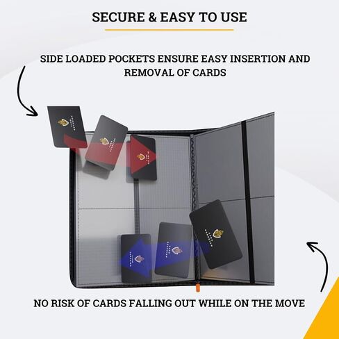 Card Guardian - 4 Pocket Premium Binder for 160 Cards (Black) | Zipper Closure and Side Loaded Pockets | Compatible with Trading & Sports Cards including Magic the Gathering, Yugioh, Baseball Cards in Saudi Arabia