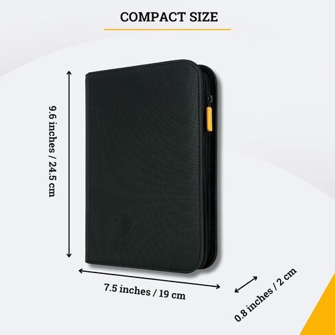 Card Guardian - 4 Pocket Premium Binder for 160 Cards (Black) | Zipper Closure and Side Loaded Pockets | Compatible with Trading & Sports Cards including Magic the Gathering, Yugioh, Baseball Cards in Saudi Arabia