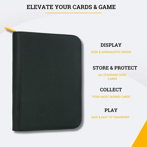 Card Guardian - 4 Pocket Premium Binder for 160 Cards (Black) | Zipper Closure and Side Loaded Pockets | Compatible with Trading & Sports Cards including Magic the Gathering, Yugioh, Baseball Cards in Saudi Arabia