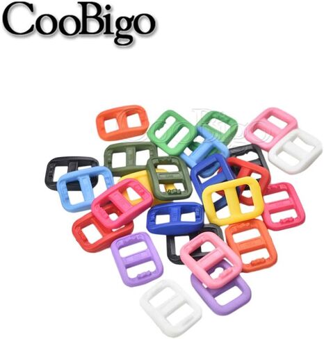 50pcs 3/8"(10.5mm) Webbing Colorful Plastic Slider Tri-Glide Adjust Buckles for Cat Dog Collar Backpack Straps FLC096(Mix-s) in Kuwait