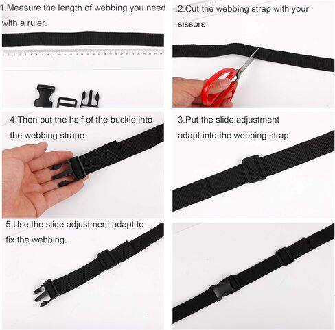 مجموعة أبازيم بلاستيكية مقاس 2.54 سم من Tugaizi تتضمن 20 حزمة من الأبازيم البلاستيكية المسطحة وأبازيم تحرير جانبية و11 ياردة من أشرطة حزام النايلون لصنع حزام الأمتعة بنفسك، وطوق الحيوانات الأليفة، وإصلاح حقيبة الظهر in Kuwait