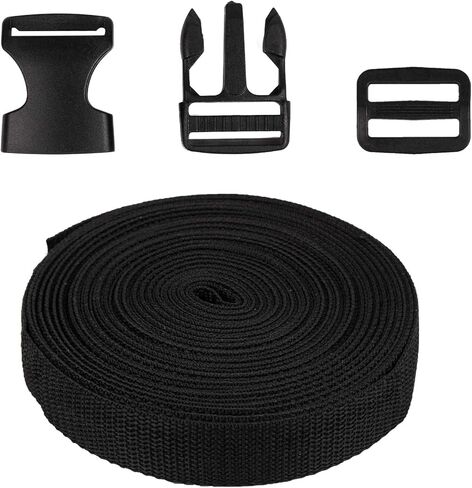 مجموعة أبازيم بلاستيكية مقاس 2.54 سم من Tugaizi تتضمن 20 حزمة من الأبازيم البلاستيكية المسطحة وأبازيم تحرير جانبية و11 ياردة من أشرطة حزام النايلون لصنع حزام الأمتعة بنفسك، وطوق الحيوانات الأليفة، وإصلاح حقيبة الظهر in Kuwait