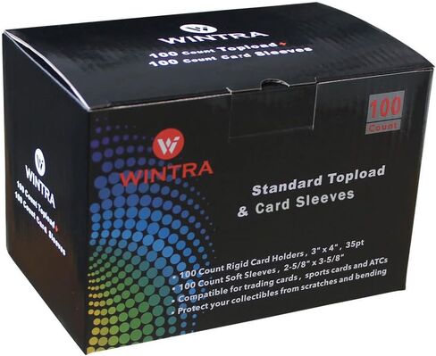WINTRA 3 × 4 بوصة 50 قطعة حامل بطاقات صلبة للتحميل العلوي 35 قطعة و100 قطعة حافظة حماية لأكمام البطاقات الناعمة من بيني لبطاقات التجارة والرياضة (50 تحميل علوي + 100 أكمام) in Kuwait