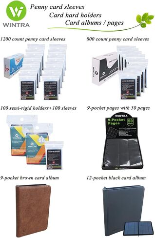WINTRA 3 × 4 بوصة 50 قطعة حامل بطاقات صلبة للتحميل العلوي 35 قطعة و100 قطعة حافظة حماية لأكمام البطاقات الناعمة من بيني لبطاقات التجارة والرياضة (50 تحميل علوي + 100 أكمام) in Kuwait