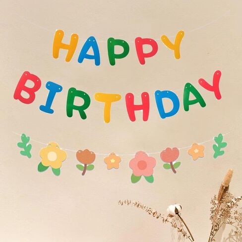 لافتة عيد ميلاد سعيد ملونة على شكل زهرة لحفلات أعياد الميلاد للأطفال ومستلزمات حفلات أعياد الميلاد in Kuwait