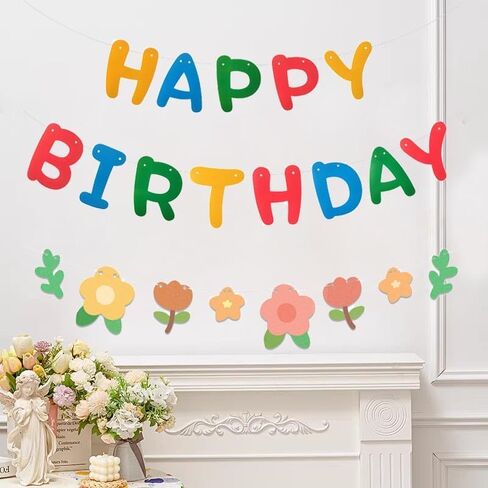 لافتة عيد ميلاد سعيد ملونة على شكل زهرة لحفلات أعياد الميلاد للأطفال ومستلزمات حفلات أعياد الميلاد in Kuwait