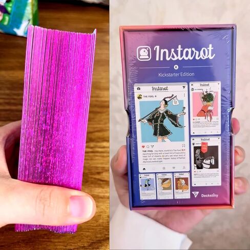 Atesswy InsTarot: 78-Card Social Lifestyle Tarot Deck | Sparkling Purple Edges | Standard Size: 4.75" x 2.75" (120mm x 70mm) in Kuwait
