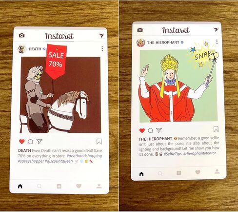 Atesswy InsTarot: 78-Card Social Lifestyle Tarot Deck | Sparkling Purple Edges | Standard Size: 4.75" x 2.75" (120mm x 70mm) in Kuwait