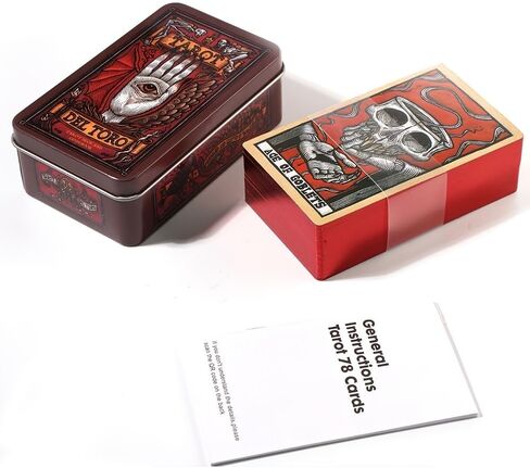 Atesswy Tarot del Toro: استكشف العالم الغامض لـ Guillermo del Toro مع مجموعة التارو الرائعة هذه من علبة الصفيح in Kuwait
