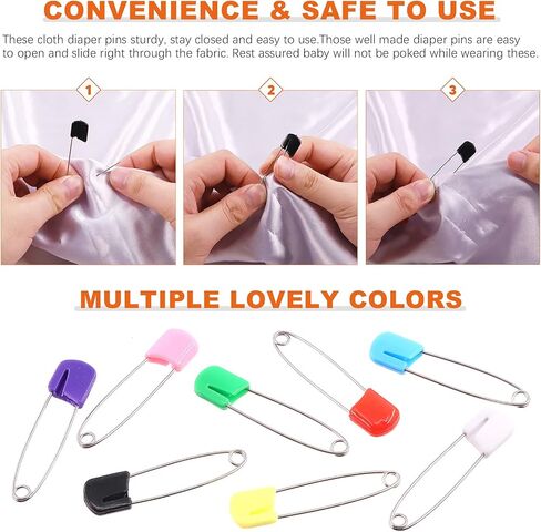 Rustark 160Pcs 2 Inch Plastic Head Safety Pin Premium Large Safety Pin for Baby Cloth Diaper Pins (8 Colors) in Saudi Arabia