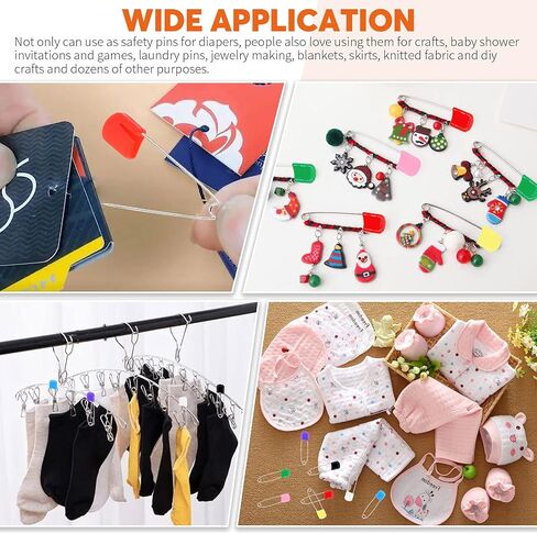 Rustark 160Pcs 2 Inch Plastic Head Safety Pin Premium Large Safety Pin for Baby Cloth Diaper Pins (8 Colors) in Saudi Arabia