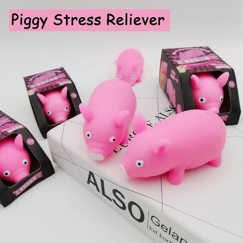 Holgosiu Squishy Pig Stress Squishy Piggie Squeeze Toy Anti-Anxiety Funny Pink Pig Toy Rebound Ball Fidget Toy Knead Sand Toy Pinch Stress Relieve ADD ADHD Helpful in Kuwait