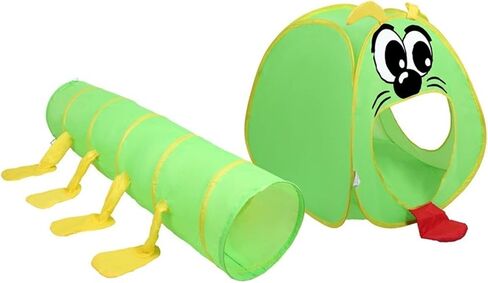 Big Mouth Caterpillar Tent 2pc Pop-up Children Play Tunnel Kids Discovery Station by POCO DIVO in Kuwait