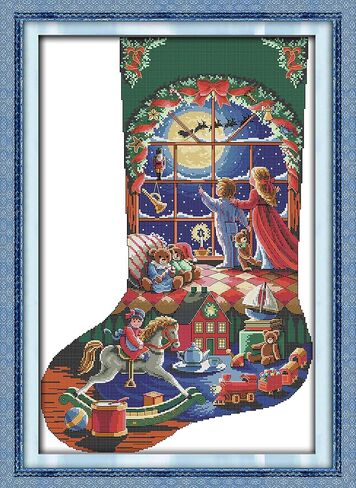 CaptainCrafts New Releases DIY Art Cross Stitch Kits Needlecrafts Patterns and Counted Embroidery Kit Christmas Stocking (Chant, Preprint Stamped 11CT 17.4×24.8 Inch) in Kuwait