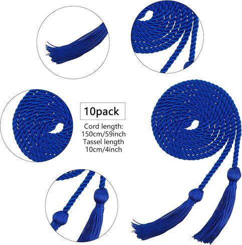 10 Pieces Graduation Cord Braided Honor Cords with Tassels for Graduation Students (Blue) in Kuwait