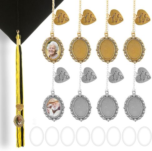 8 Pieces Graduation Cap Charm, Tassel Charms for Graduation Cap Graduation Tassel Charm Memorial Photo 2023 Tassel Charm for Graduation Ceremony Graduation Cap Decoration(Gold and Silver) in Kuwait