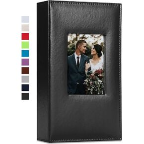 Vienrose Photo Album 4x6 300 Photos Leather Cover Picture Book with 300 Horizontal Pockets, Slip-in Picture Albums for Wedding Baby Vacation, Black