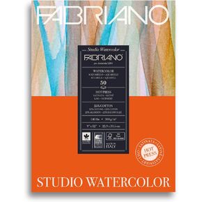 Fabriano Studio Watercolor Pad, Hot-Press, 9" x 12", 140 lb., 50 Sheets, White in Kuwait