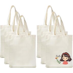 Rcybeo 6 Pieces Sublimation Blanks Tote Bags Sublimation Canvas Bags Grocery Bags Tote Bags for DIY Decorating and Crafting White in Kuwait