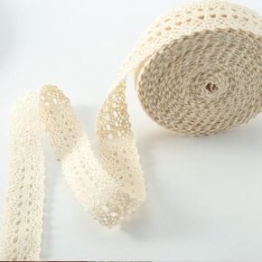 32.8 Yards Beige Scalloped Edge Lace Antique Crochet Cotton Lace Trim Vintage Decorative Textile Decorative Ribbon Cotton Fabric for Sewing Craft Wedding Decoration(30m/B) in Kuwait