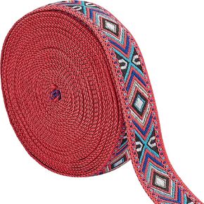 GORGECRAFT 5 Yards Floral Embroidered Jacquard Ribbon Vintage Woven Trim 1.34 Inch Wide Boho Lace Fabric for Embellishment DIY Craft Sewing Handmade Bag Clothing Decoration Accessories(Black-2) in Kuwait