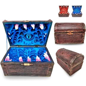 Power Beast Dungeon Mimic Chest Dice Storage Box with Glass Eye, Miniatures and Dungeons and Dragons Accessories, D&D Gift, DND, Dungeon Master, Holds up to 5 Sets of Polyhedral Dice. RPG Game. (RED)