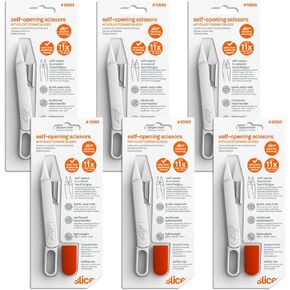 Slice 10595-CS مقص ذاتي الفتح، شفرات صديقة للأصابع، قصاصات خيط، محمول، مثالي للخياطة/الخياطة، سهل الاستخدام مع التهاب المفاصل، يحتاج إلى جهد عضلي أقل، غطاء أمان، 6 عبوات in Kuwait