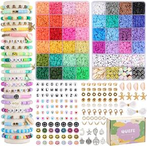 QUEFE 7870pcs Clay Beads for Jewelry Making Kit, 40 Colors Charm Bracelet Making Kit for Girls 8-12 for Crafts