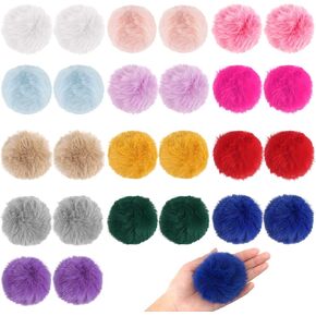 10Pcs Red 3.2Inch Faux Fur Pom Poms for Hats with Elastic Loop DIY Crafts in Saudi Arabia