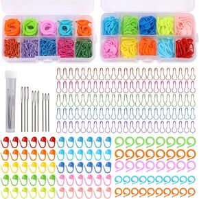 Hssugi Crochet Stitch Markers, Colored Stitch Markers with Plastic Storage Box, 209 Pcs Stitch Markers for Knitting, Safety Bulb Pins and Knitting Stitch Rings for Crochet DIY Craft Making in Saudi Arabia